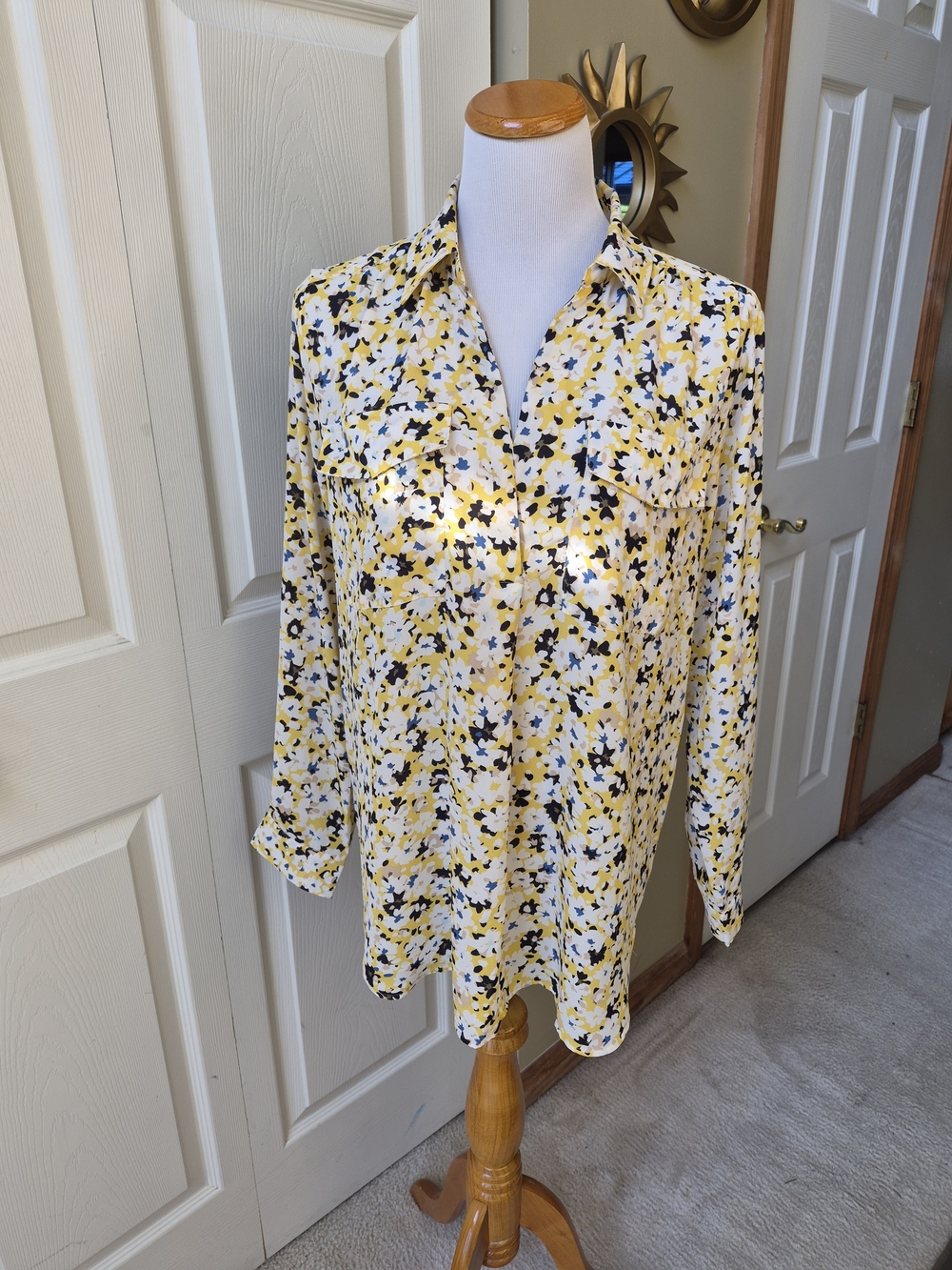 Ann Taylor Yellow Floral Button-Down Shirt